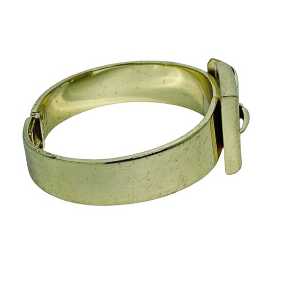 Vintage Whiting And Davis Gold Tone Belt With Buckle Hinged Bracelet (5489) - Picture 2 of 5